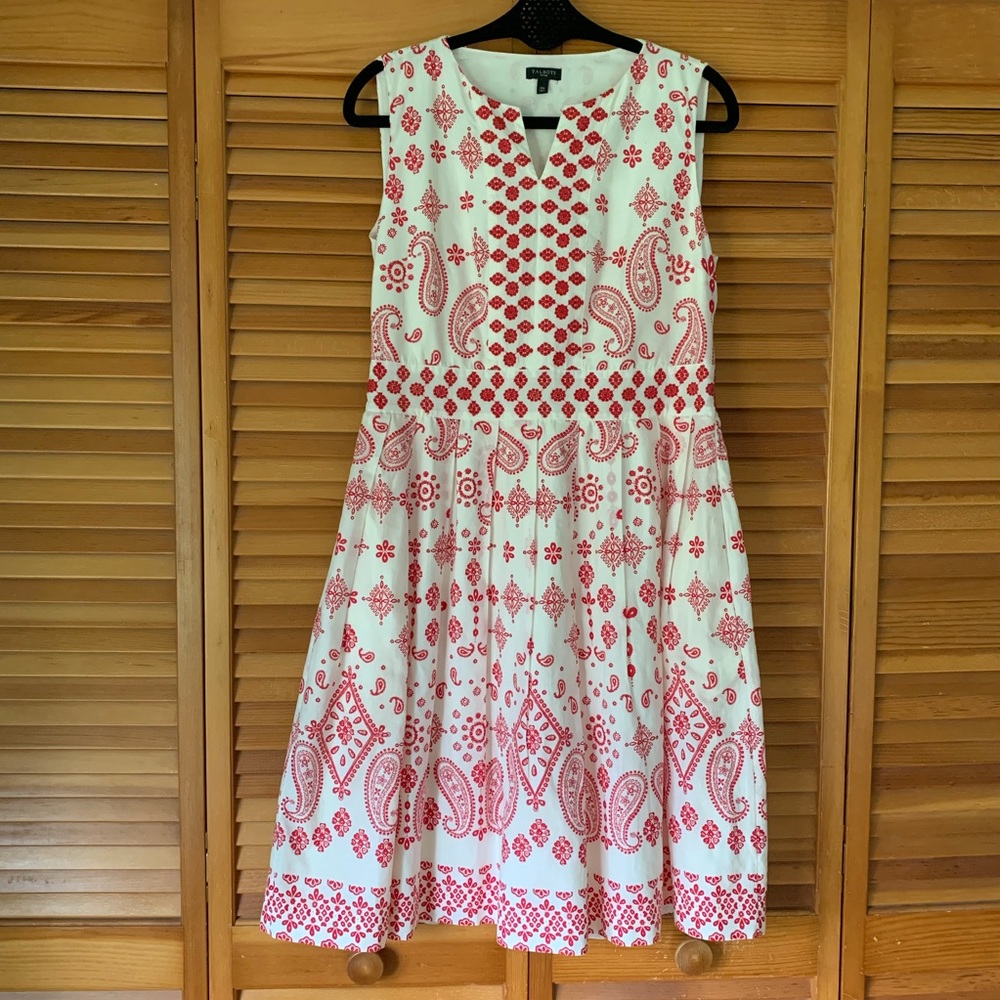 Off White and Red Talbots fit and flare